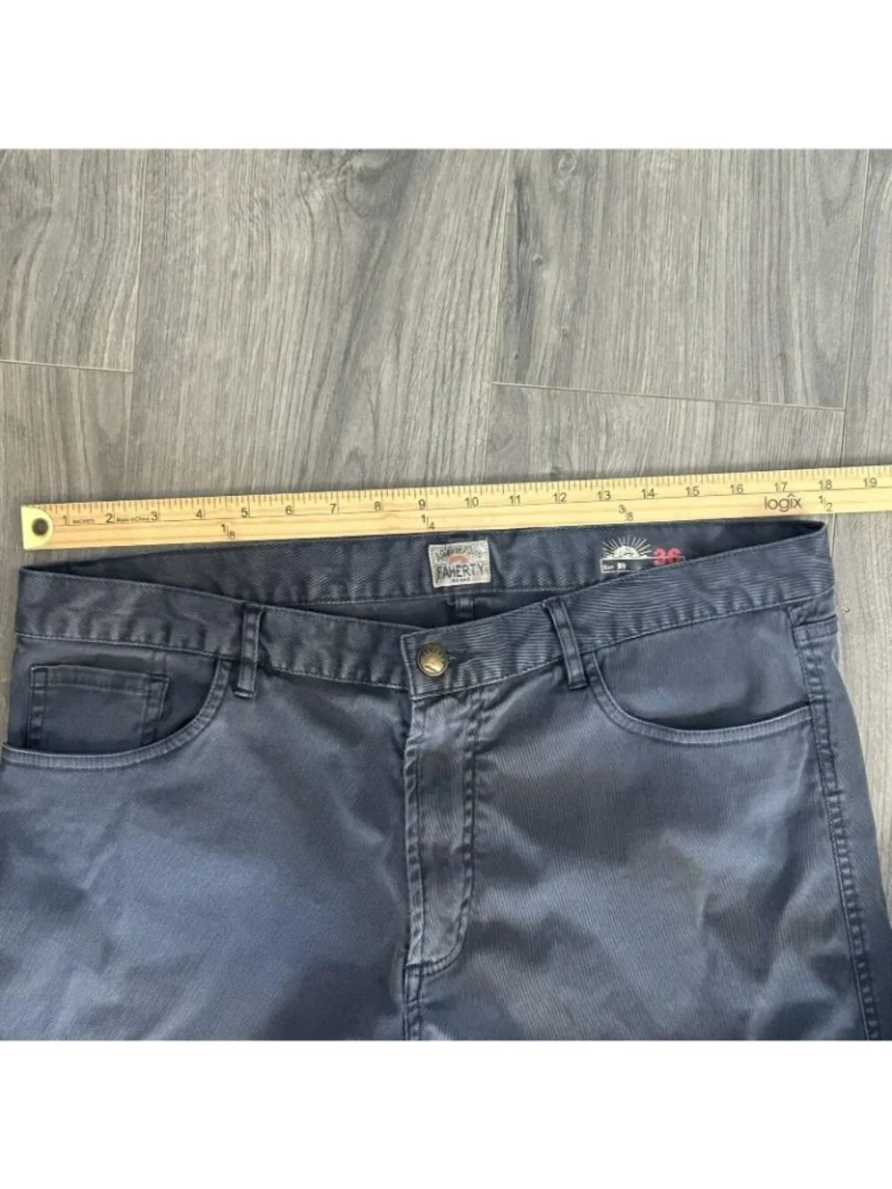 Faherty Brand Pants Mens 36x33.5 Blue Stretch Chino Straight Leg 5 Pocket Casual